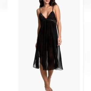 NWT In Bloom By Jonquil Red Lace And Chiffon Nightgown